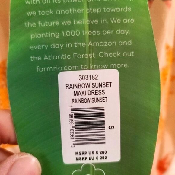 Farm Rio Rainbow Sunset Maxi Dress Size small NWT - Picture 3 of 8